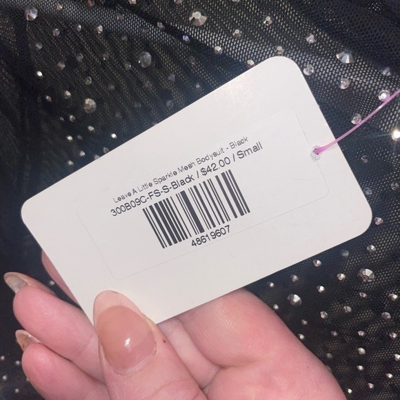 Black Rhinestone Sheer Bodysuit Women's Small Rave Festival - Picture 2 of 9